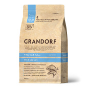 GRANDORF CAT 400гр White Fish Turkey Skin Care(белая рыба с индейк забота о коже и шерсти для кошек )
