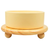 Миска Mr.Kranch Bamboo керамическая желтая на бамбуковой подставке 850 мл (34004)