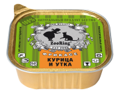 Консервы ZooRing для кошек паштет Курица и утка, 100 гр