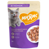 Мнямс пауч Кусочки в соусе с ягненком для комфортного пищеварения у кошек 85г (33087)