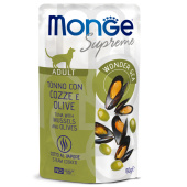 Monge 80гр пауч Supreme Adult cat для вз кошек с мидиями и оливками