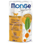Monge 80гр пауч Supreme kitten для котят из тунца со шпинатом и мини-морк