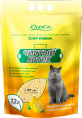 Наполнитель комкующийся Чистый котик ТОФУ лимон, 12 л