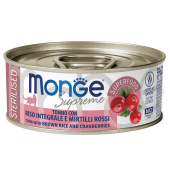 Monge Supreme sterilized конс 80г для кошек из тунца с бурым рис и клюквой,