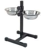 Кормушка регулируемая 1086 ЕСО чёрная, h60см, 2*2,5л, D26, миски трапец. металл, разбор в короб