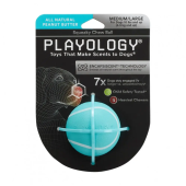 Playology  жевательный мяч SQUEAKY CHEW BALL 6 см для собак мелких и средних пород с пищалкой и с ароматом арахиса, цвет голубой (32002)