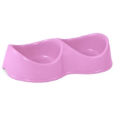Миска пластиковая двойная Бисквит, сиреневая, 2*0,2л