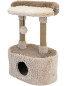 Домик-когтеточка овальный ВИННИ ПУХ-1 с полкой 54*34*h80см (мех пушистый, джут) коричневая