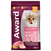 AWARD 400 г Healthy growth для котят от 1мес, берем и кормящ кош с инд и кур с доб рыбьего жира и семян льна 