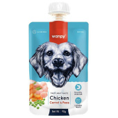 Лак Wanpy Dog 90гр Мясной мусс из курицы и моркови с горох