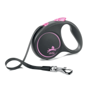 Рулетка flexi Black Design S 5 м 15кг лента черный/розовый