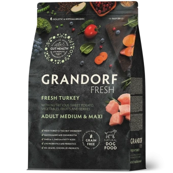 GRANDORF Fresh Dog Adult MEDMAXI TurkeySweet Potato 1 кг (Свежее мясо индейка с бататом для собак средних и крупных пород) 