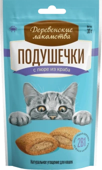 Дерев Лак Д/КОШЕК ПОДУШЕЧКИ С ПЮРЕ ИЗ КРАБА 30г 