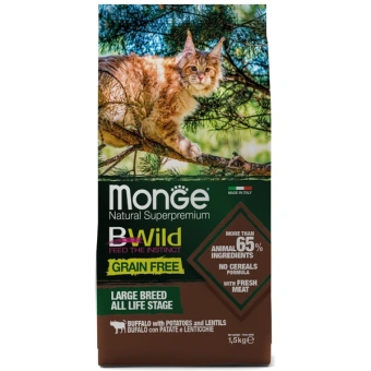 Monge Cat 1,5 кг BWild GRAIN FREE из мяса буйвола для кр кош всех возрастов