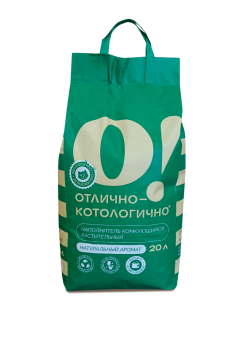 Наполнитель О!Отлично- котологично растительный, 20л