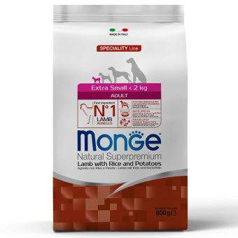 Monge Dog 800 гр Speciality Extra Small вз соб миниатюрных пород ягненок с рисом и картофелем 