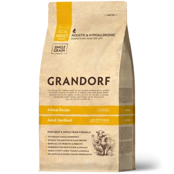 GRANDORF CAT 8 кг 4 Meat PROBIOTIC STERILISED (4 мяса с пробиотиками для стерилизованных кошек)		