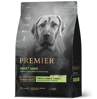 Premier Dog 3кг LambTurkey ADULT Maxi (Свежее мясо ягненка с индейкой для собак крупных пород)															