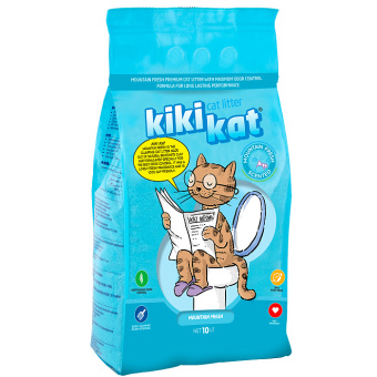 Наполнитель KikiKat 10 л бентонит комкующ Горная свежесть 