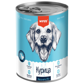 Wanpy Dog Консервы для собак из курицы, 375 г (33005)