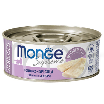 Monge Supreme sterilized конс 80г для кошек из тунца с морским окунем,