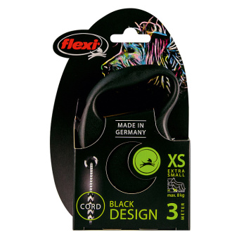Рулетка Флекси Black Design XS (до 8 кг) 3 м трос черный/серебро (30009)