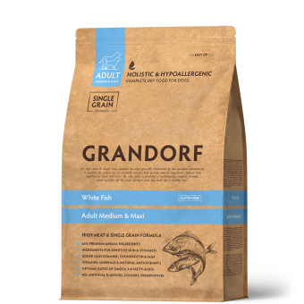 GRANDORF DOG 3кг white fish med maxi белая рыба сред и крупн под