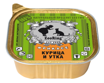 Консервы ZooRing для кошек паштет Курица и утка, 100 гр