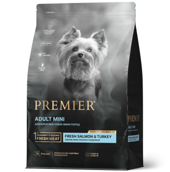 Premier Dog 1кг SalmonTurkey ADULT Mini (Свежее филе лосося с индейкой для собак мелких пород)													