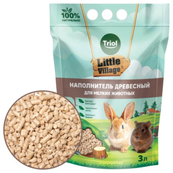 Наполнитель для мелких животных древесный 6мм, 3л, серия LITTLE VILLAGE 