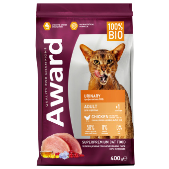 AWARD 400 г Urinary для вз кош профил мочекам Курица с доб клюквы, цикория и рыбьего жира