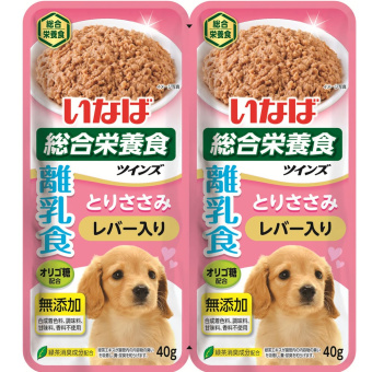 INABA Twins корм влажн для щенков куриное филе с печенью в желе, пауч 40г*2шт Инаба RTW-14