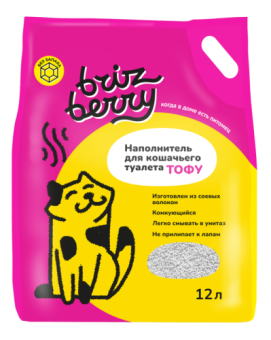 Наполнитель д/кош.туалета Brizberry Тофу без запаха, 5 кг (12 л) уп. 3 шт