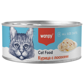 Wanpy Cat Консервы для кошек Курица с лососем 95 г (33005)