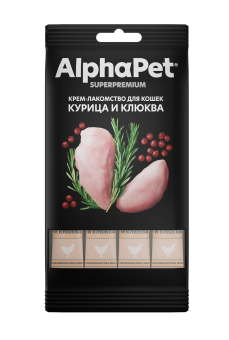 AlphaPet 0,048кш крем лакомство курица клюква для кошек 