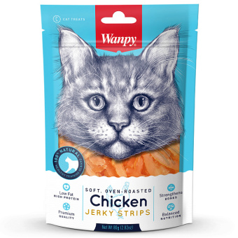 Wanpy Cat Лакомство для кошек мягкая вяленая соломка из курицы 80 г (31003)