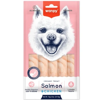 Wanpy Dog Крем лакомство  нежное пюре из лосося и курицы 70 г (33005)