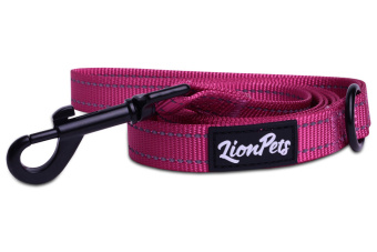 Поводок для собак LionPets из полиэстера со светоотражающими полосками (Розовый) LP-710-3 (Ширина 2.0 см, длина 3 метра)