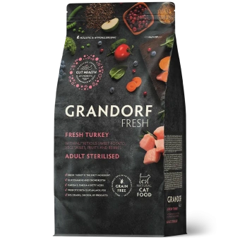 GRANDORF Fresh Cat 2кг STERILISED TurkeySweet Potato (Свежее мясо индейки с бататом для стерилизованных кошек)															